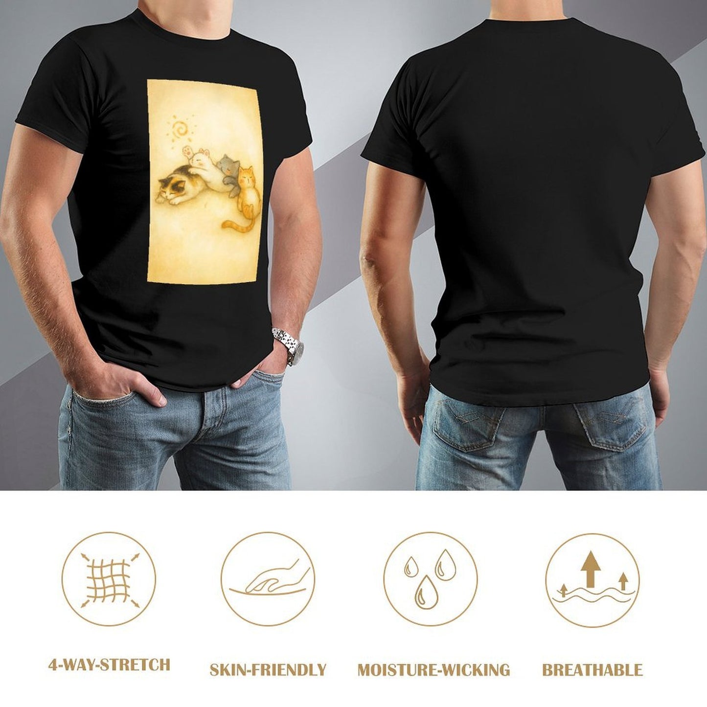 Men's Cotton Short-sleeved T-shirt, Breathable Loose-fitting Casual Summer Top, Suitable for Outdoor Activities and Daily Comfortable Wear,Men's T-shirt100%cottonzxvsy3okn5sq