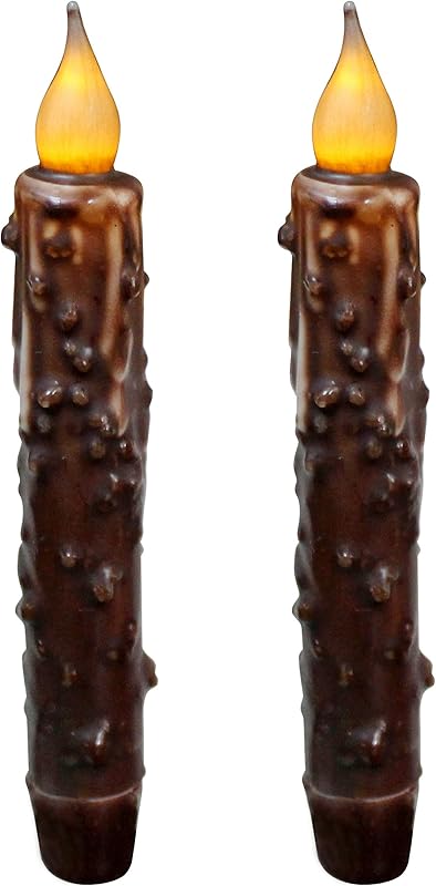 CVHOMEDECO. Real Wax Hand Dipped Battery Operated LED Timer Taper Candles Country Primitive Flameless Lights Décor, 6-3/4 Inch, Matt Black, 3 PCS in a Package