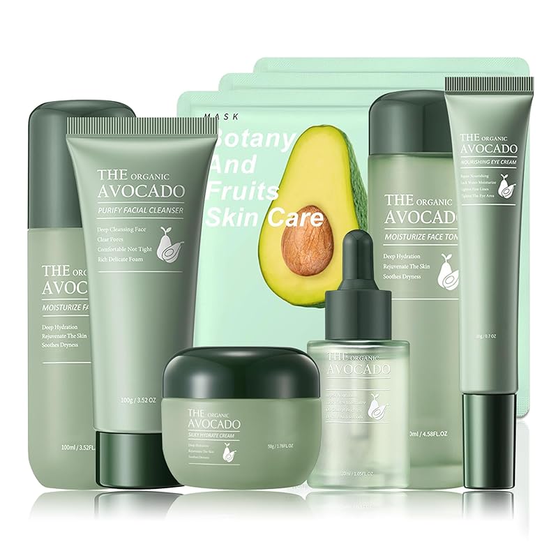 Aloe Vera Face Skincare Set,9 Pcs Aloe Vera Skin Care Set with Face Masks,Exfoliating Gel, Wash,Toner, Serum, Moisturizer Cream,Eye Cream,Moisturizing Skin Care Kit