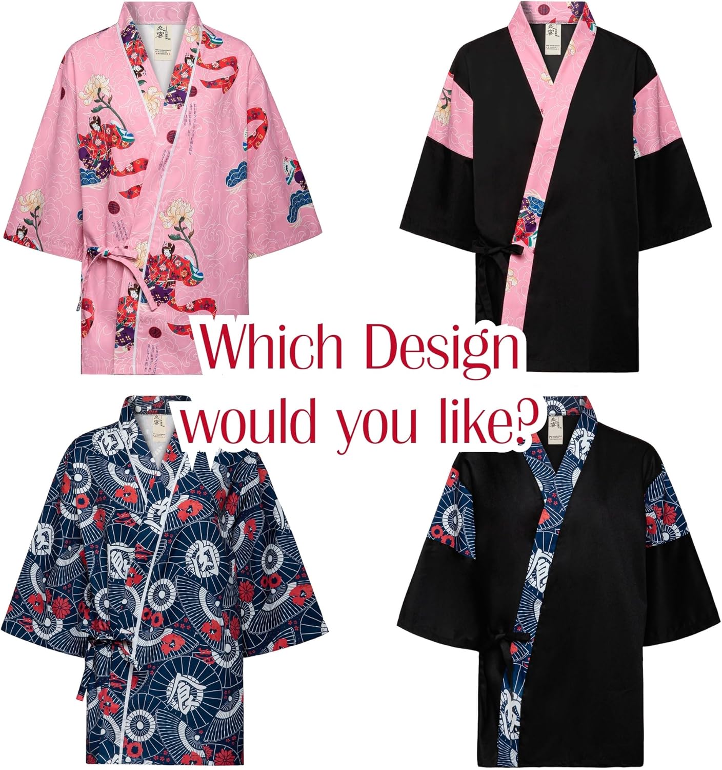 Japanese Sushi Restaurant Chef Coat Uniforms, 3/4 Sleeve Kimono Floral Workwear Jacket Dragon Black Headband XL