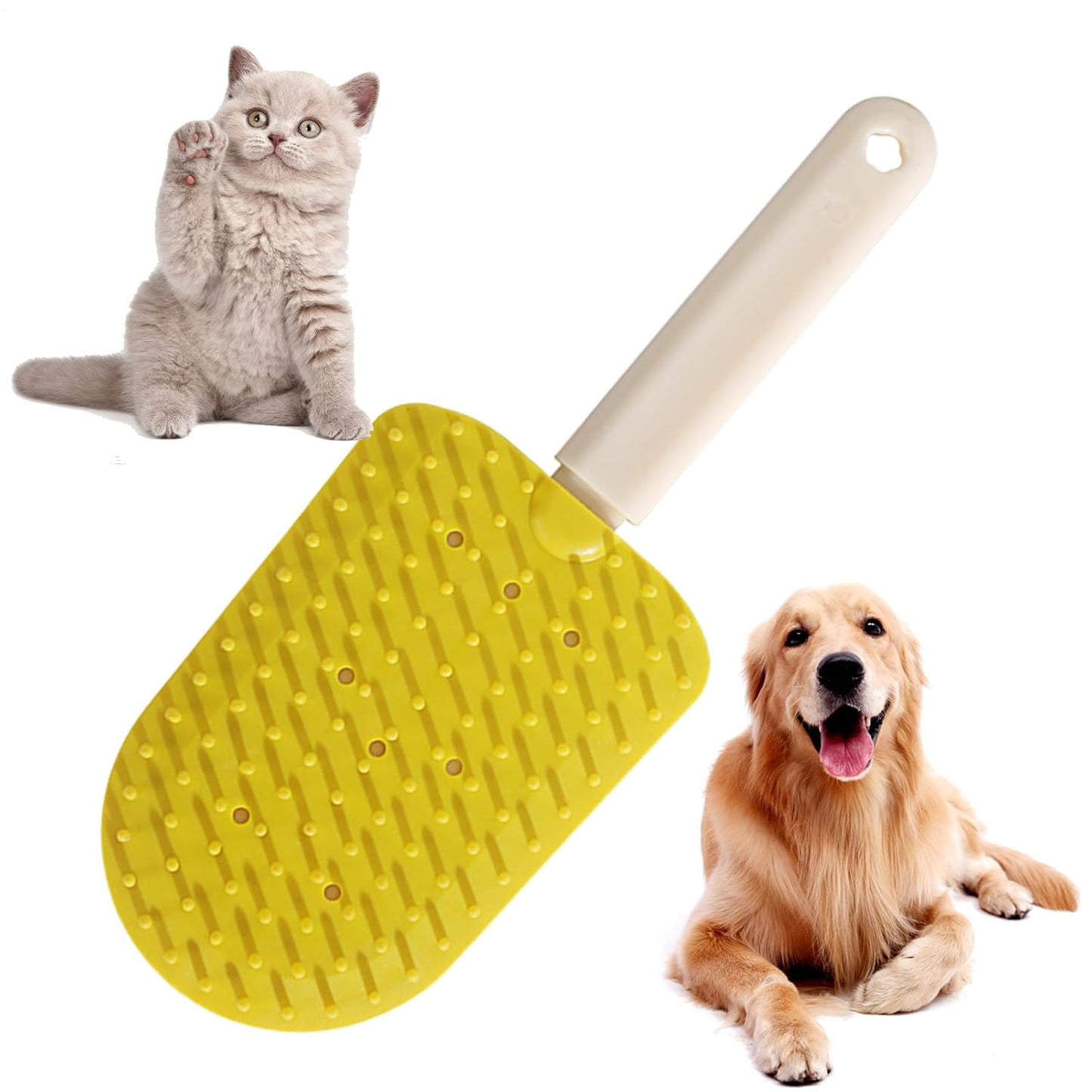 Pet Grooming Comb, Cats Deshedding Brush, 22x9.5x5cm, Ergonomic Non-Slip Handle, Ice Cream Shape Detanglers, Soft Bristles Design for Home Salon Use Puppies and Small Breeds