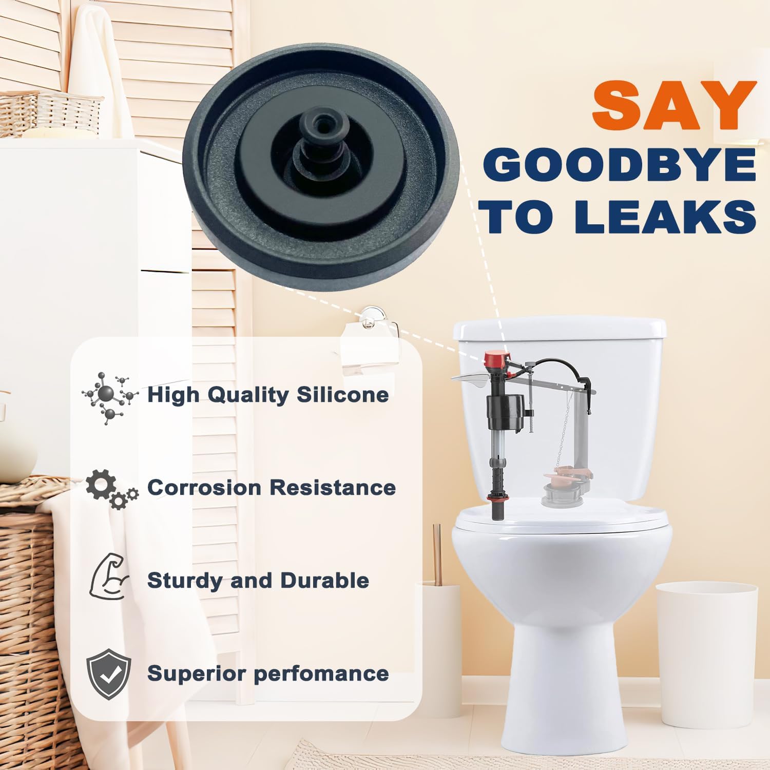 83143 Toilet Fill Valve Seal Replacement Part Compatible with Kohler Toilet Tank Fill Valve Rubber Seal Diaphragm - Durable, Easy DIY Fix (Pack of 2)