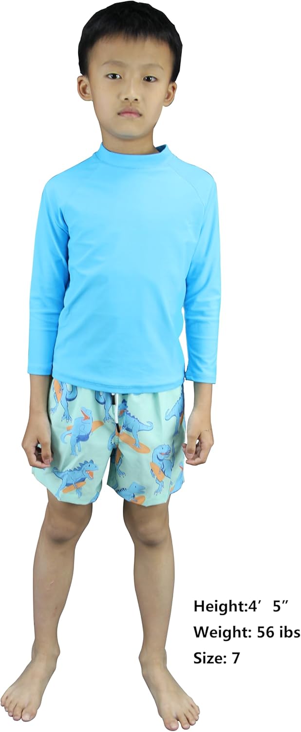 MILANKERR Toddler Boys Rash Guard Sets,Swim Trunks with Compression Liner UPF50+