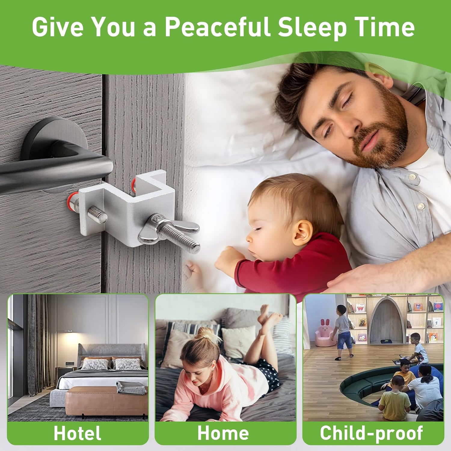 TBWHL Portable Door Lock Hotel Door Lock for Travelers Security, Door Stoppers Security Locks from Inside for Hotel Apartment Home Bedroom with Portable Velvet Bag