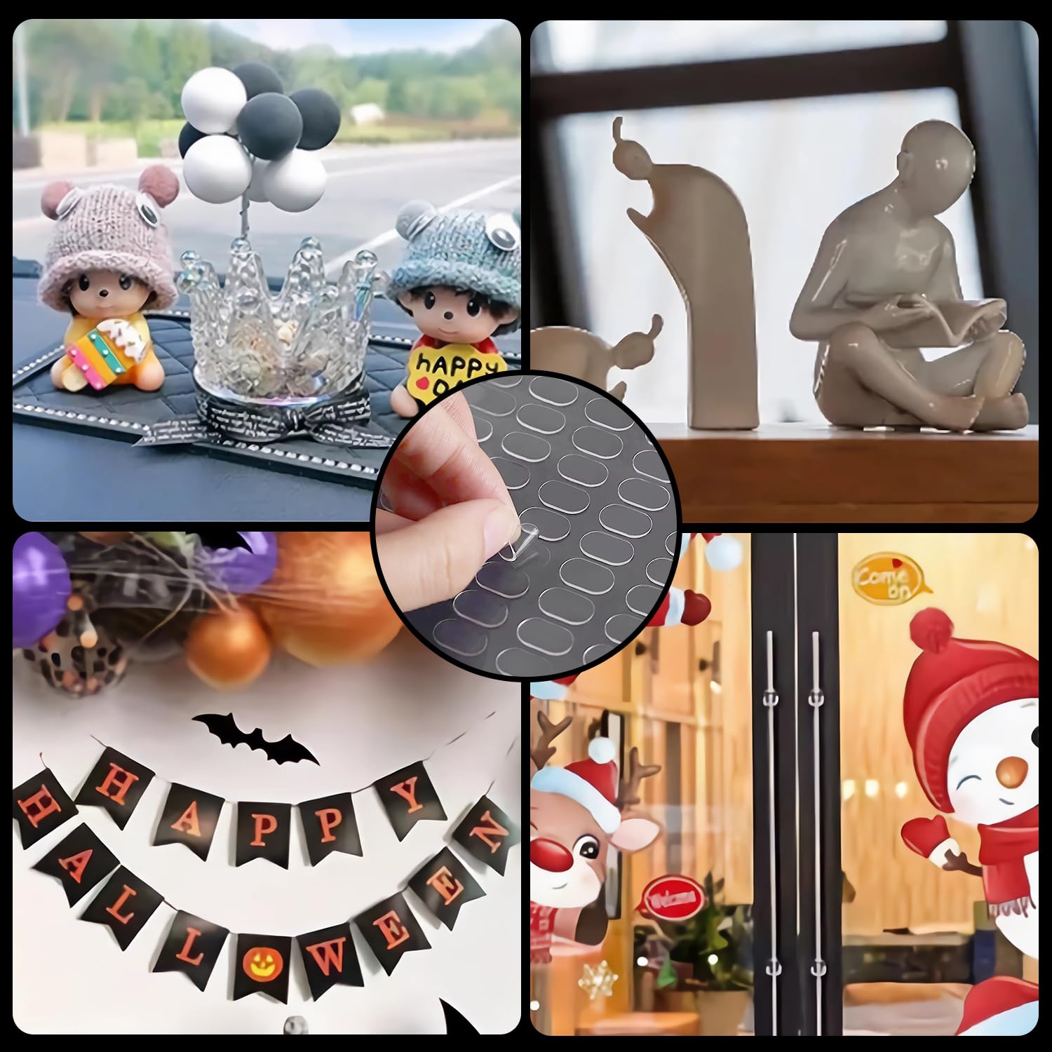 500 Pcs Double Sided Sticky Dots Clear Removable Adhesive Putty - Poster Putty, Sticky Tack, Sticky Dots for Wall Hanging, Balloons, Crafts, Festival Party Decorations (0.31" X 0.51")