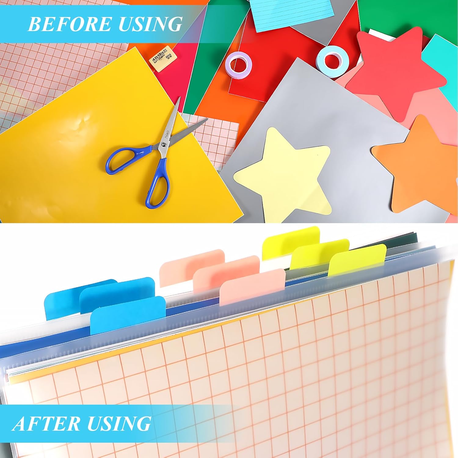 36 Pcs 12 x 12 Inch Storage Organizer with 90 Pcs Sticky Index Tabs Clear Paper Storage Bag for Holding Scrapbook Paper, Cardstock, Vinyl, Photos, Files