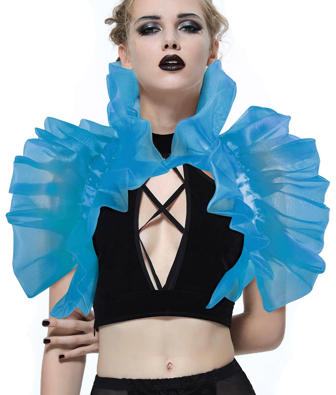 UQJE Victorian Natural Feather Shawl Shrug Shoulder Wrap Gothic Collar Costume Accessories