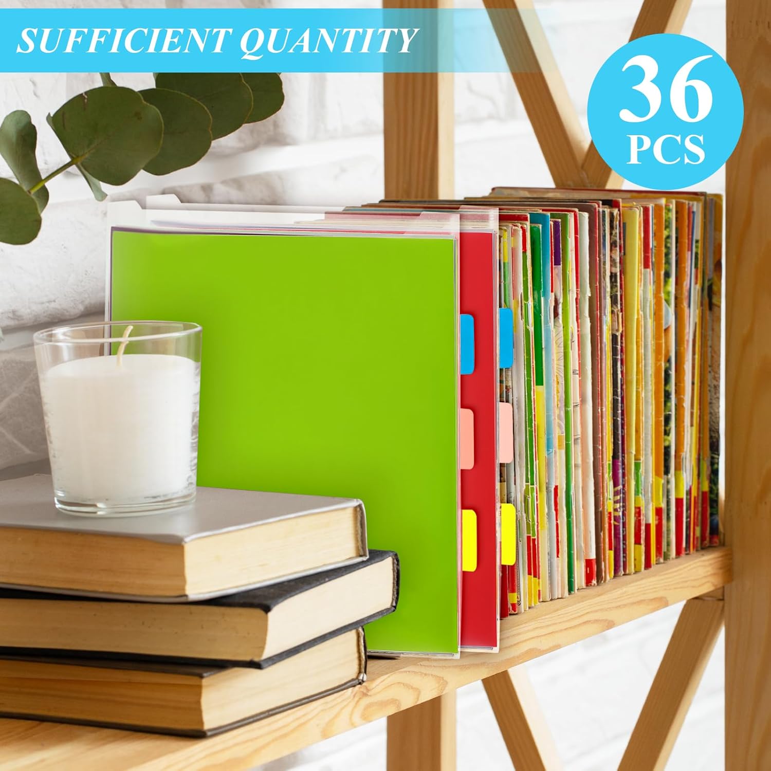 36 Pcs 12 x 12 Inch Storage Organizer with 90 Pcs Sticky Index Tabs Clear Paper Storage Bag for Holding Scrapbook Paper, Cardstock, Vinyl, Photos, Files