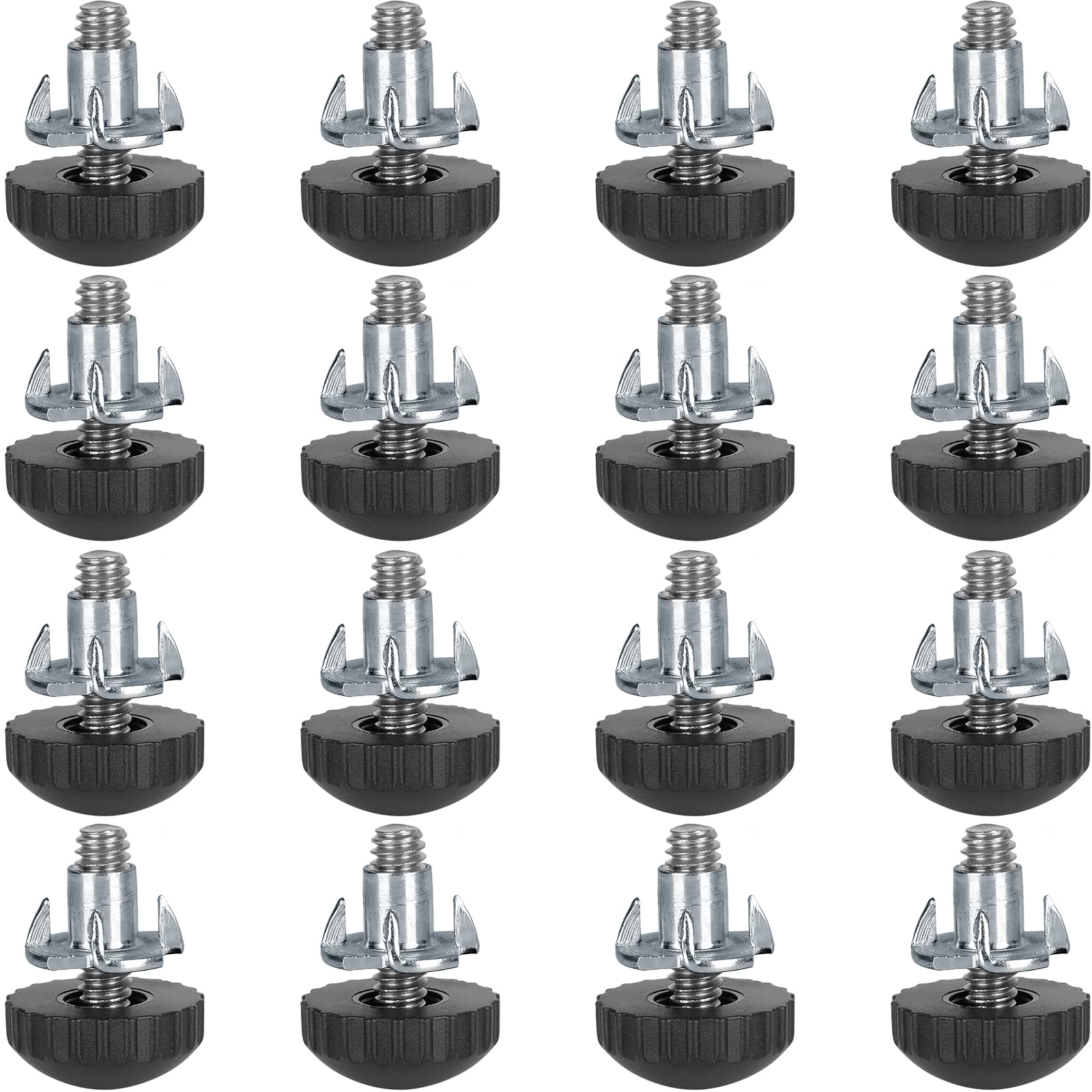 Anwenk Furniture Levelers Adjustable Furniture Feet Leveling Table Chair Levelers T-Nut Leg Levelers with High-Density Felt, 1/4-20x1" Threaded Shank T-Nuts,12 Pack