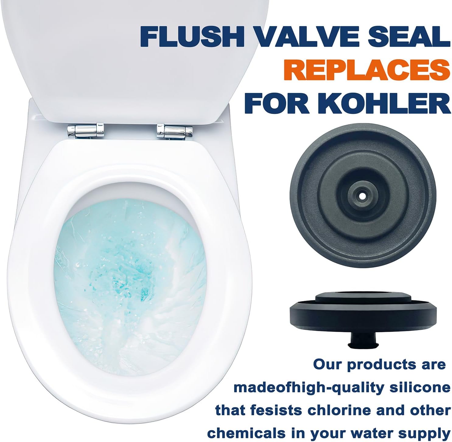 83143 Toilet Fill Valve Seal Replacement Part Compatible with Kohler Toilet Tank Fill Valve Rubber Seal Diaphragm - Durable, Easy DIY Fix (Pack of 2)