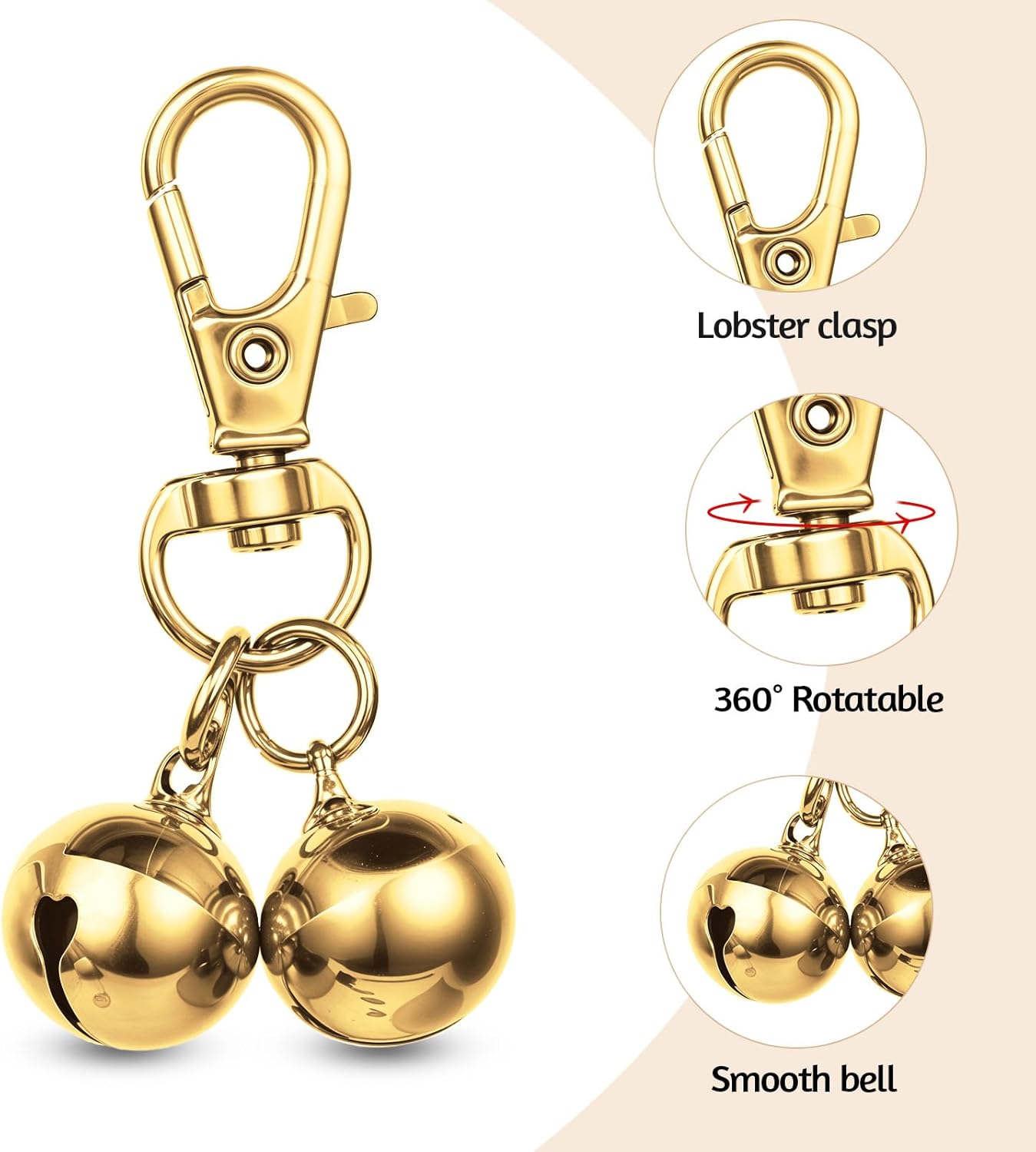 2 Pcs Bells for Dog Collars Mini Dog Collar Bell Pet Pendant Accessories Dogs Training Bell Collar Gold Training Collars Charm for Dogs and Cats