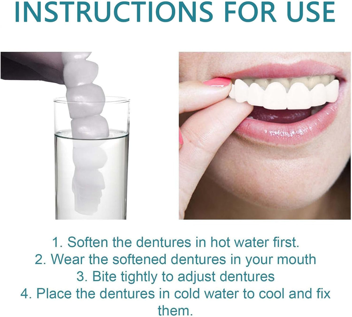 Temporary Teeth Perfect Cover,Adjustable Snap On,Moldable False Teeth for Beautiful Smile,Nature and Comfortable