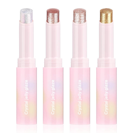 Crystal Hydrating Jelly Stick Eyeshadow Stick, Glitter Makeup Jelly Shimmer Eye Shadow Crayon, Lightweight Eye Brightener Makeup Glitter Eye Shadow (Multicolor, 4 colors)