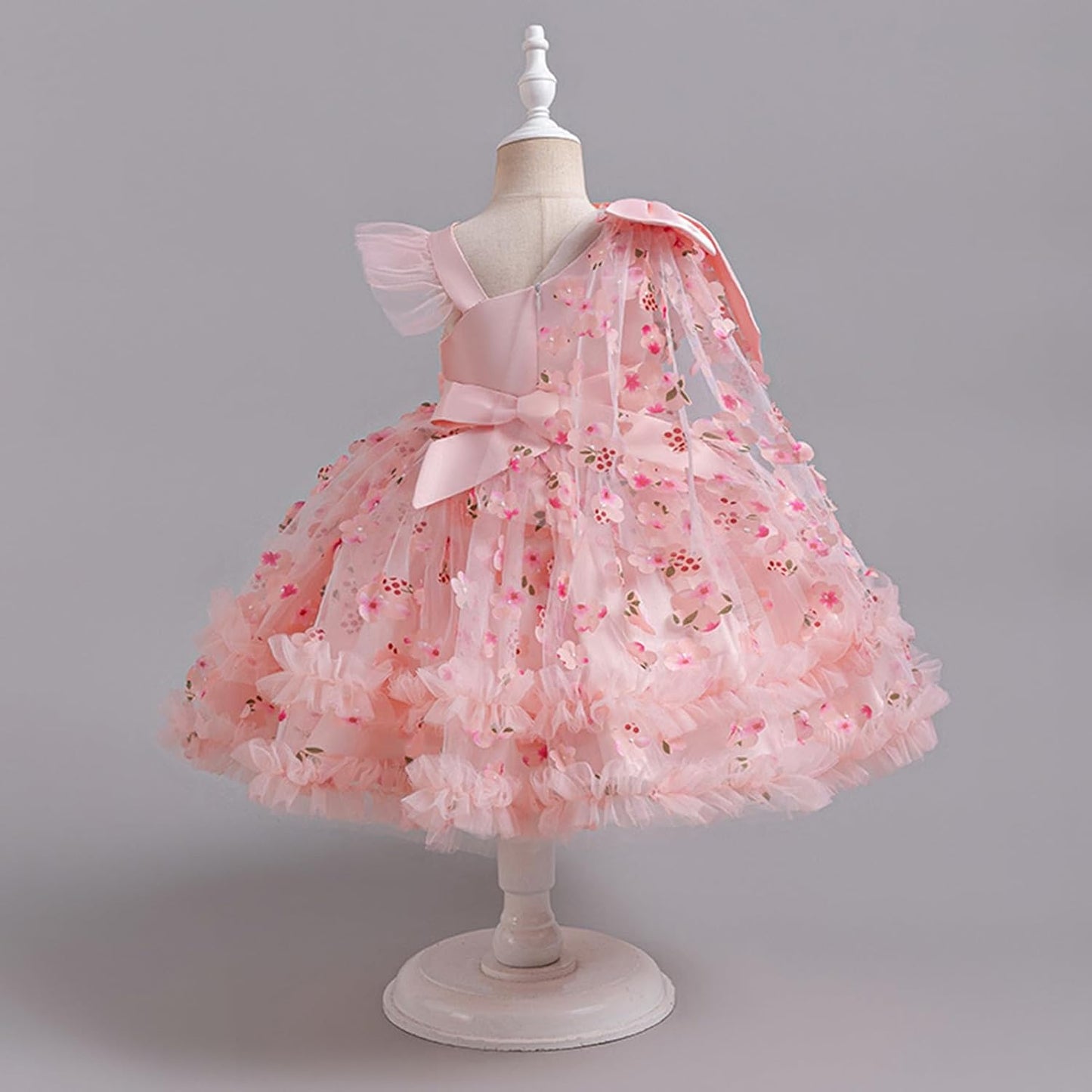 OBEEII Toddler Baby Girls Pageant Dress Sequins Heart Tulle Tutu Dress Flower Wedding Princess Birthday Party Prom Gown