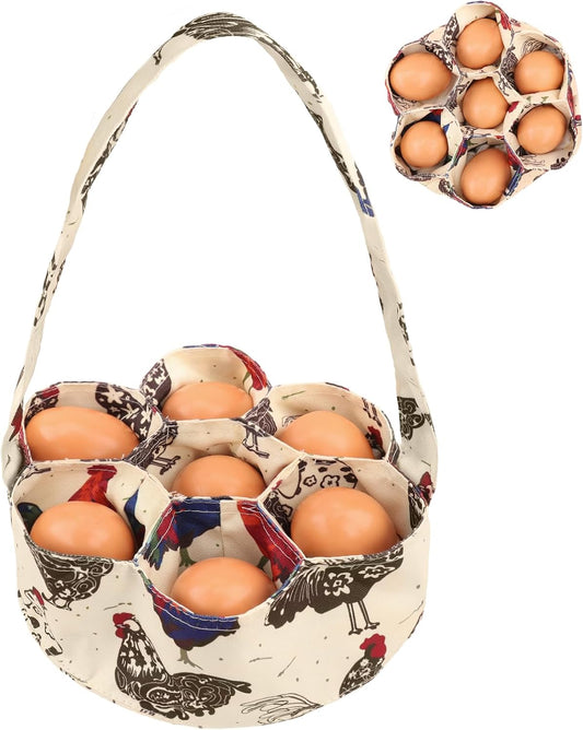 Egg Bags Hossmily Egg Basket Mini Egg Collecting Basket Egg Gathering Basket with 7 Pouches for Farmhouse Chicken Hen Duck Goose Housewife Garden Transporting Storage- 1 Pack