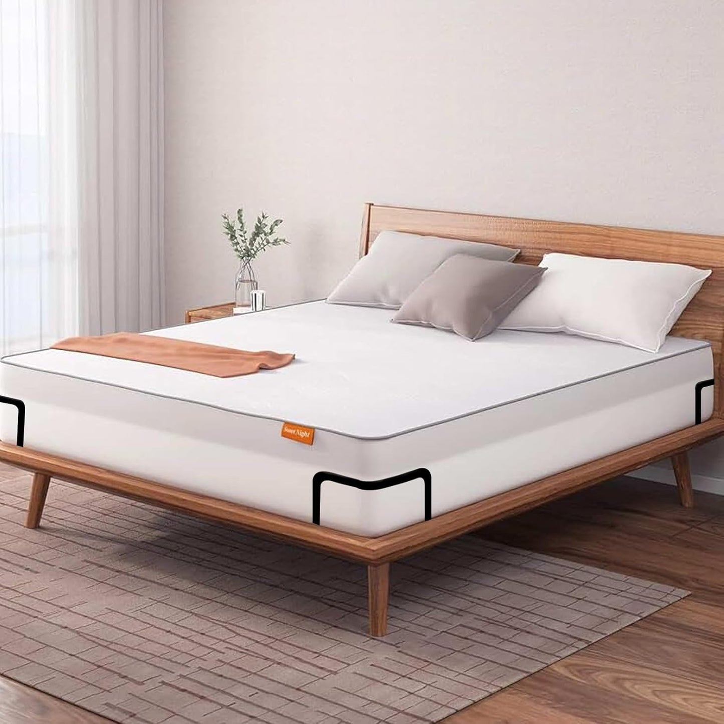 4PCS Metal Mattress Slide Stopper, Mattress Retainer Bar for Adjustable Beds, Non Slip Mattress Gripper, Mattress Stabilizer, Prevents Mattress Sliding for Bedroom Bed Frame