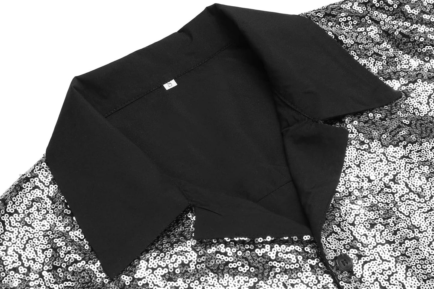 AstoSeu Men's Sequin Dress Shirt 70s Disco Costume Sparkle Party Short Sleeve Button Down Shirts
