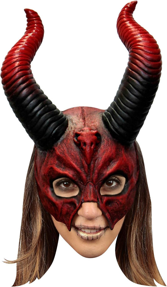Ghoulish Productions Devil Mythical Horned Skull Mask. Devil Costume for Women, Devil Mask Halloween for Women, Demon Masquerade Mask for Women. One Size Latex Mask. Adult Mask. Devils Line