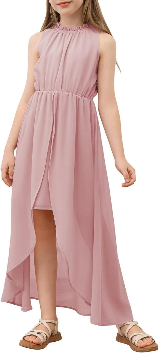 blibean Tween Girls 2024 Dresses Turtleneck Elegant Semi Formal Dress 6-15 Years