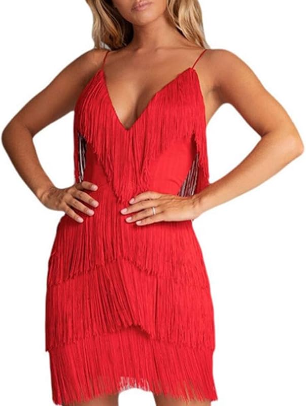 ECDAHICC Women’s Dresses Flapper Dresses 20s Gatsby with All-Over Fringe Mini Dresses