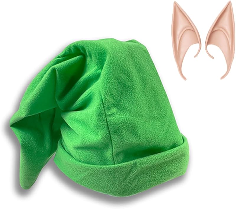 Aimery Halloween Costume Elf hats Accessories, Green hats for Christmas Costume, Adult Storybook Character Costumes