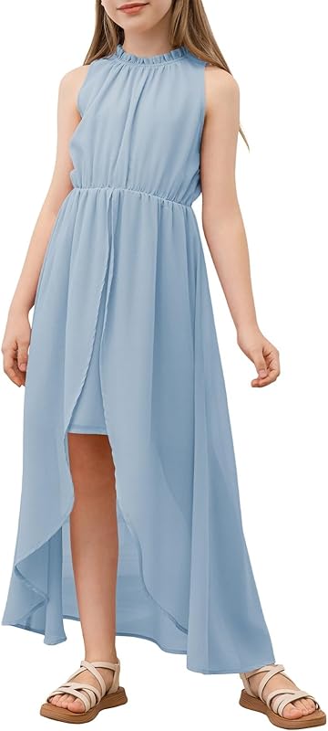 blibean Tween Girls 2024 Dresses Turtleneck Elegant Semi Formal Dress 6-15 Years