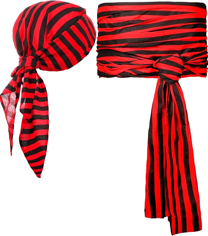 SATINIOR Halloween Pirate Costume Accessories Medieval Costume Bandana Headscarf,Sash Belt for Women and Men