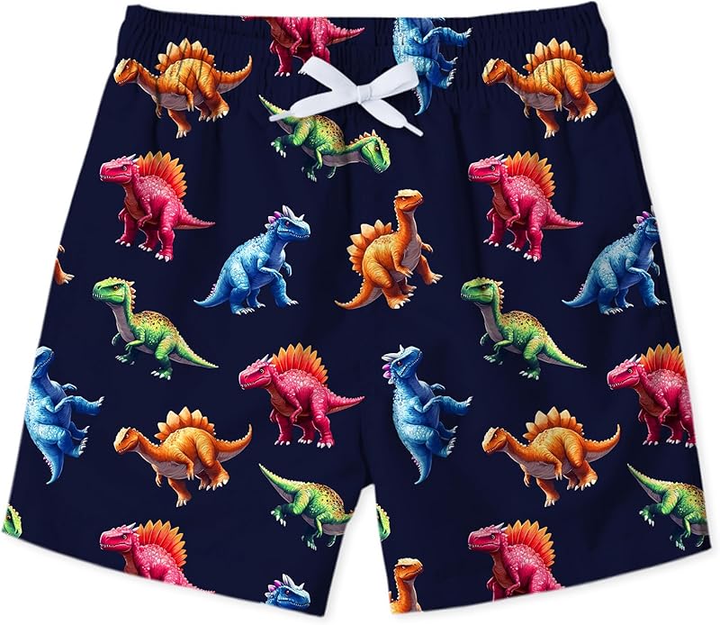 uideazone Boys Swim Trunks 3D Funny Print Surfing Board Shorts Quick Dry UPF 50+ Swimsuit Beachwear with Mesh Lining 2-12T