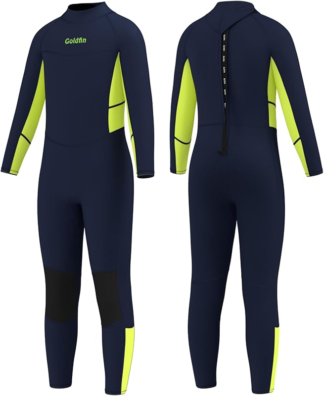 Goldfin Kids Wetsuit, Boys Girls 3mm Wet Suits Youth Toddler Neoprene Back Zip Keep Warm for Cold Water Swimming Diving Snorkeling Surfing Paddleboarding