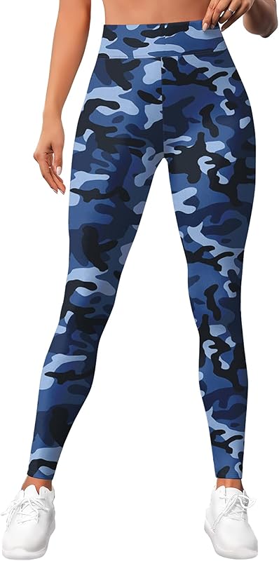 Leggings for Women Workout Funny Printed Gym Athletic Womens Yoga Pants Camo Print Legging Camouflage Floral Tropical Pants