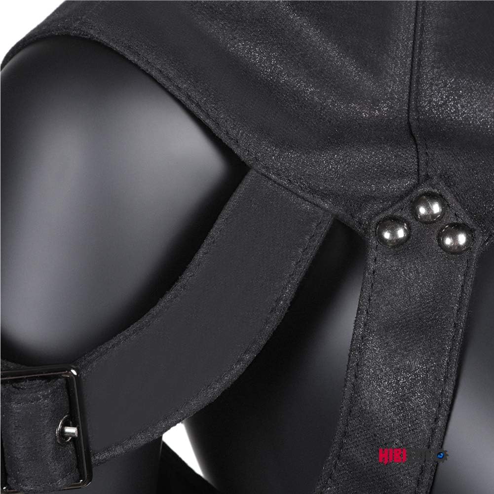 Steampunk Rogue Cowl Hat with Adjustable Arms Buckles, Unisex Adults Costume Hooded Cape for Cosplay Halloween Dress Up and Daily Wear - Black