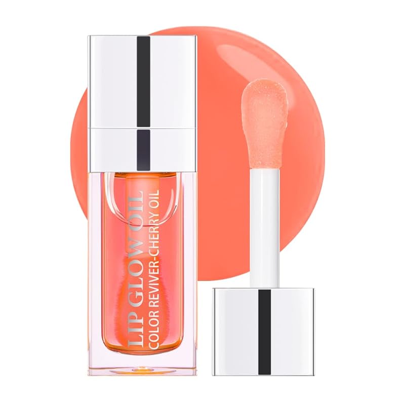 Hydrating Lip Glow Oil, Plumping Lip Oil, Tinted Lip Balm Lip Care, Transparent Toot Lip Oil, Moisturizing Lip Gloss, Non-Sticky Long Lasting Lip Oil Gloss, Lip Plumper Gloss (Pink)