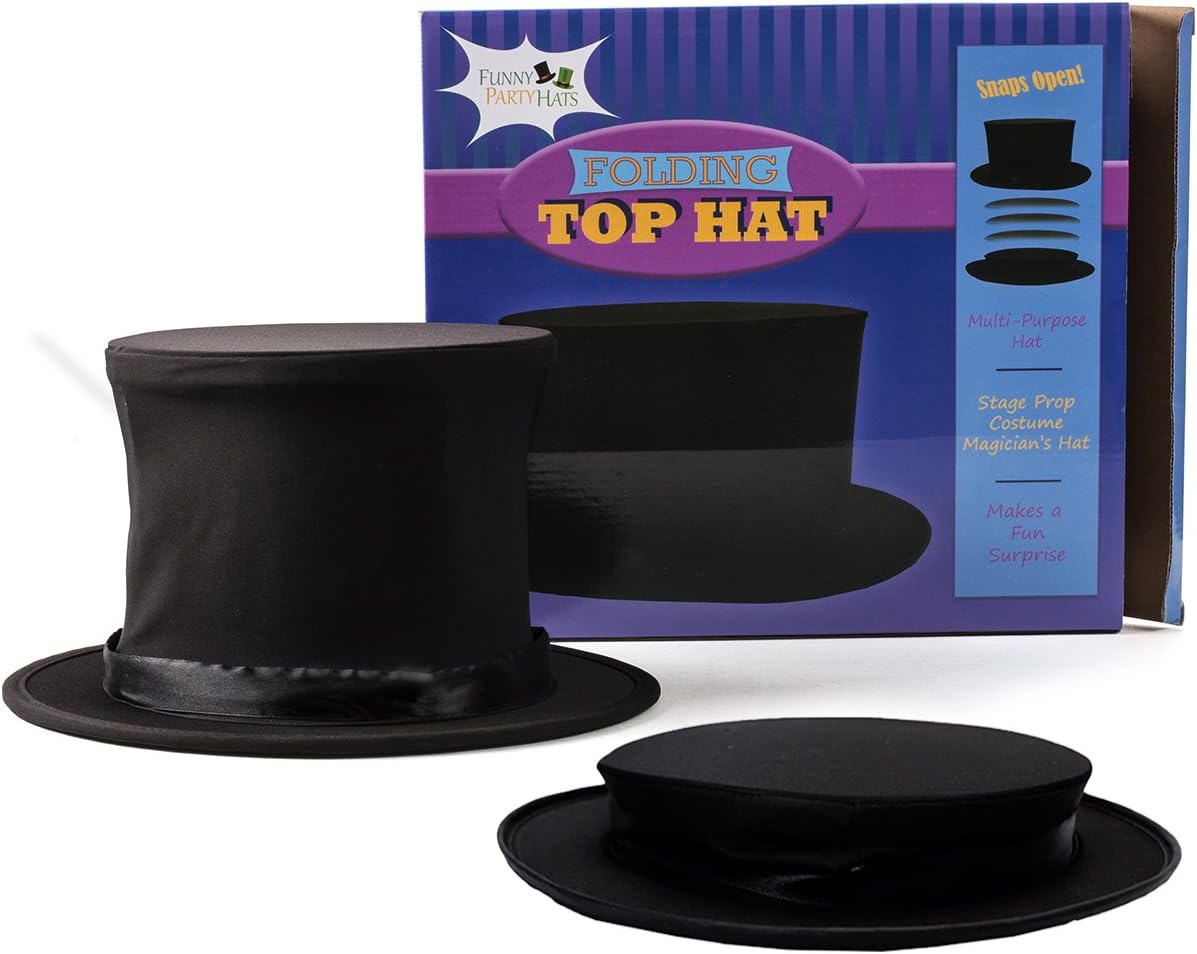 Collapsible Top Hat- Magician Costume- Magician Top Hat- Magic Tricks- Costume Hats by Funny Party Hats