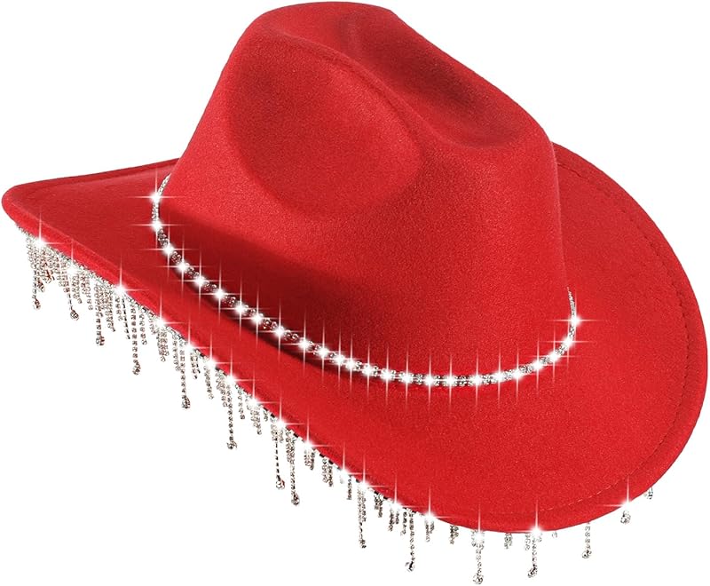 Womens Cowboy Hat Rhinestone Hat Western Cowgirl Hat Wide Brim Diamond-Glitter Size:Medium-Large