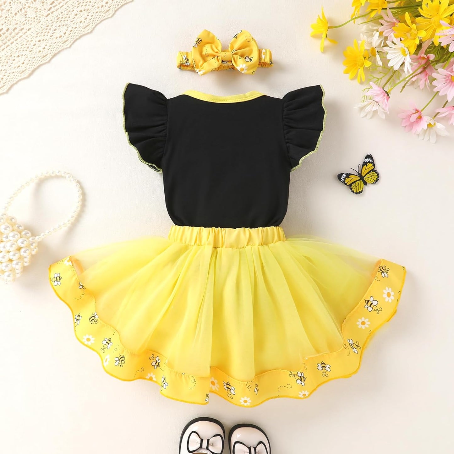 YOUNGER TREE Baby Girls 1st Birthday Outfit ONE Romper Tulle Tutu Skirt with Headband Sets Baby First Princess Dress