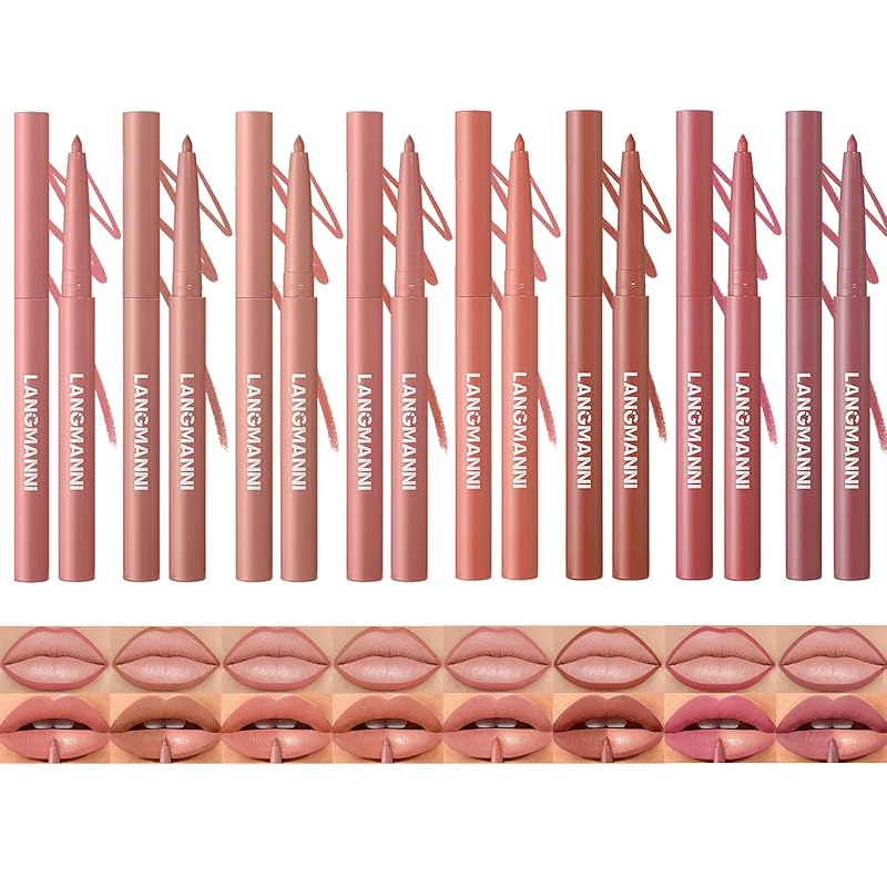 LANGMANNI 12 Colors Sculpting Matte Velvet Lip Liner Set,Smooth Creamy Texture,Waterproof And High Pigmented For Girls Daily Application Lip Makeup