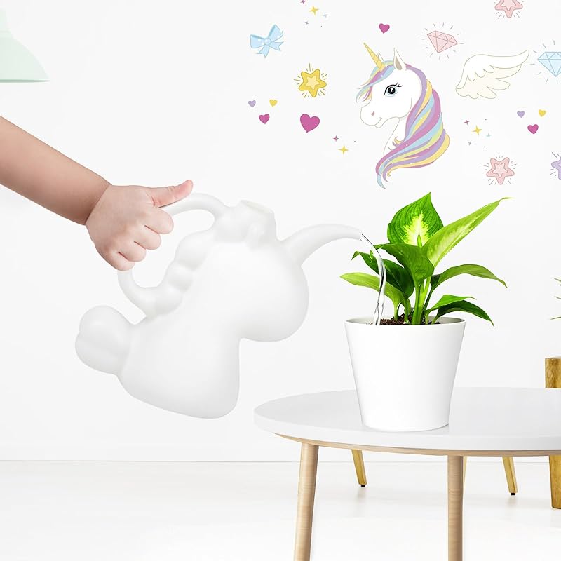 XXXFLOWER Unicorns Indoor Watering Can, 1 L Cute Animal Water Cans, Novelty Unicorns Shape Watering Pot for Office House Indoor Garden（Pink）