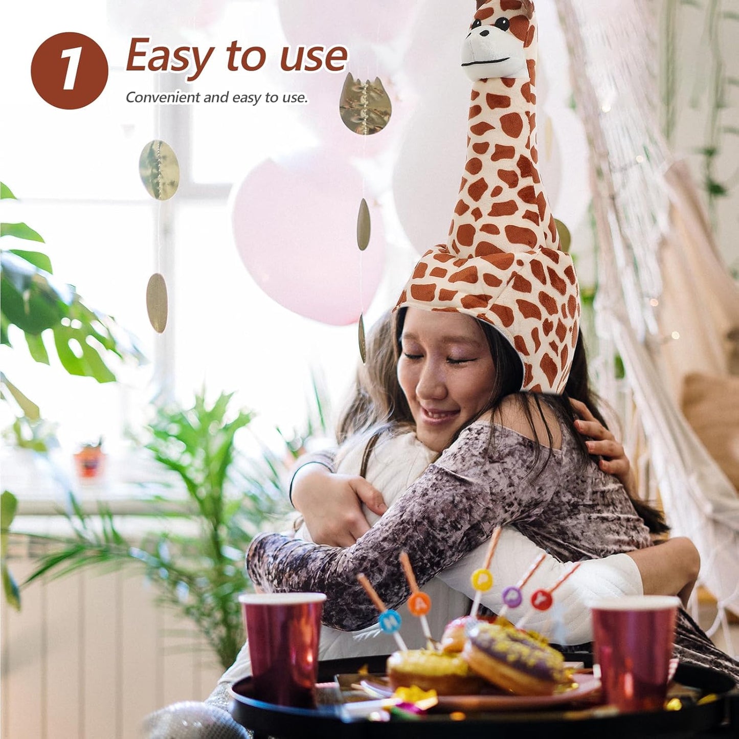 SAFIGLE Giraffe Hat：Giraffe Costume Hat Plush Animal Headwear for Adults and Kids - Cute and Funny Shape, Soft and Comfortable, Perfect for Parties, Cosplay, and Fun