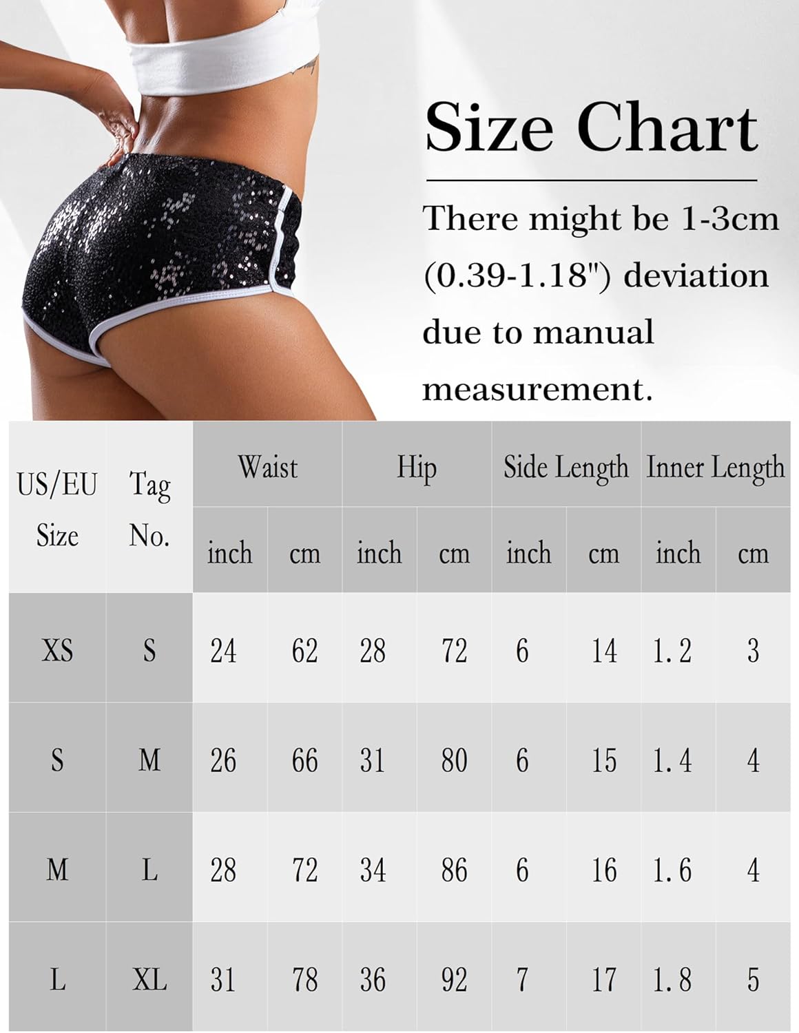 SEAUR Women's Sexy Sequins Booty Shorts Sparkly Low Waist Shorts Dance Rave Bottoms