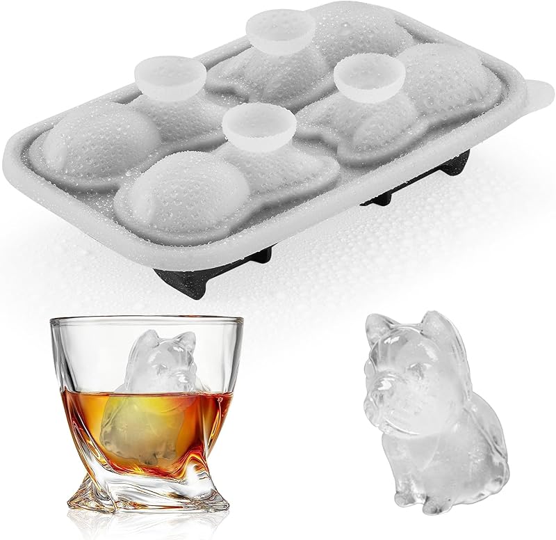 Penguins Ice Cube Tray Fun Shapes, Odd Novelty Cute Penguin Gifts, 2.2" Large Silicone Whiskey Ice Mold for Cocktails,Bourbon,Brandy, w/Funne