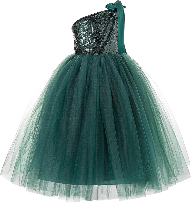 ekidsbridal One-Shoulder Sequin Tutu Flower Girl Dress Corset Dress Wedding Pageant Dresses Ball Gown Tutu Dresses