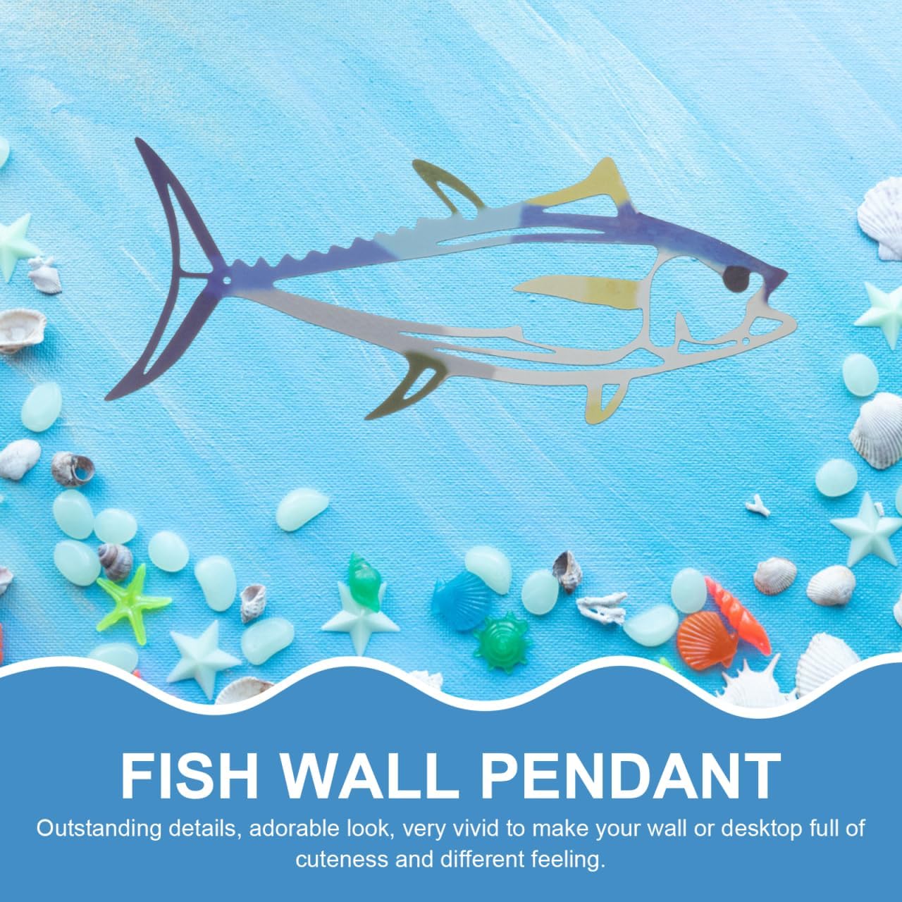 Stainless Steel Shark Wall Decor - Coastal Metal Fish Art Hanging Sculpture for Indoor and Outdoor Home Decoration