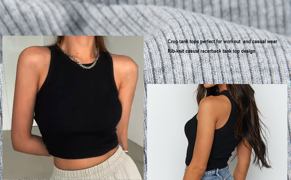 Artfish Women Casual Basic Sleeveless High Neck Rib-Knit Y2k Crop Tank Top