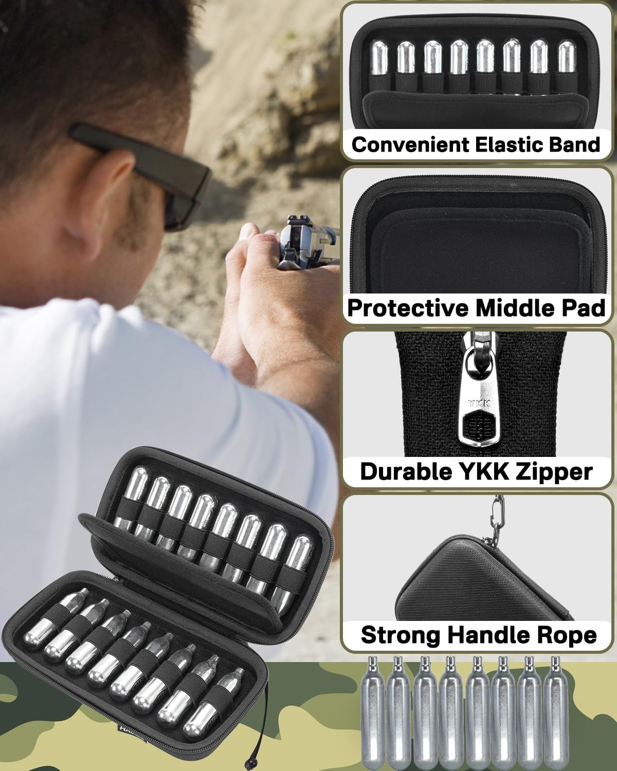 RAIACE CO2 Cartridges Storage Case Compatible with Crosman ... Umarexss ... Leland 12-Gram 8-Gram Powerlet Cartridges. (for Sale is case only, CO2 Cartridges are not Included.)