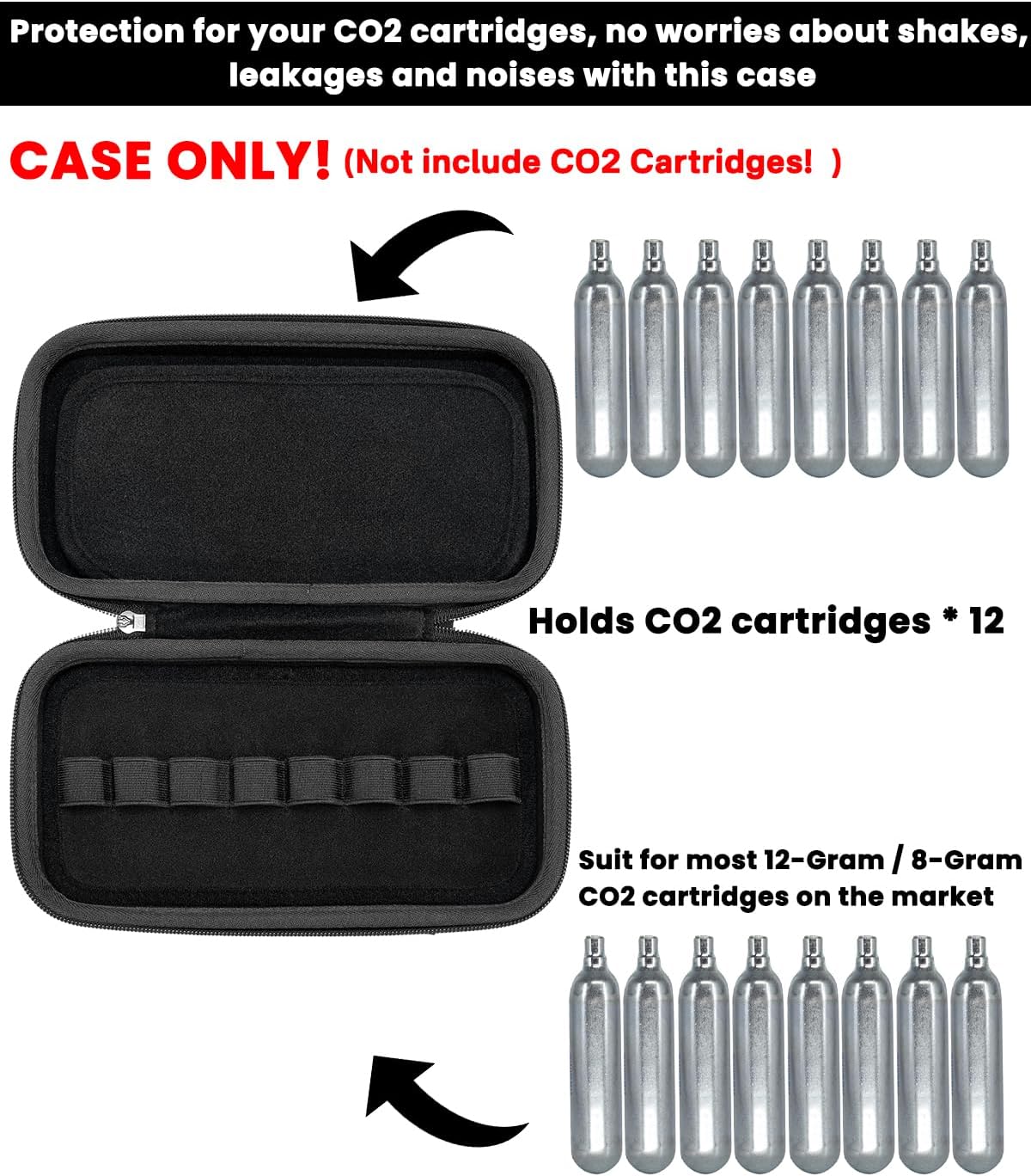 RAIACE CO2 Cartridges Storage Case Compatible with Crosman ... Umarexss ... Leland 12-Gram 8-Gram Powerlet Cartridges. (for Sale is case only, CO2 Cartridges are not Included.)
