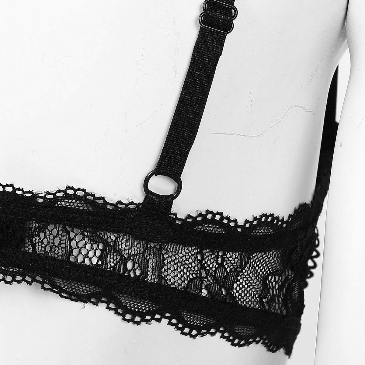 Freebily Womens Sheer Lace Exposed Nipples Support Shelf Bra Wire-Free Unlined Bralette