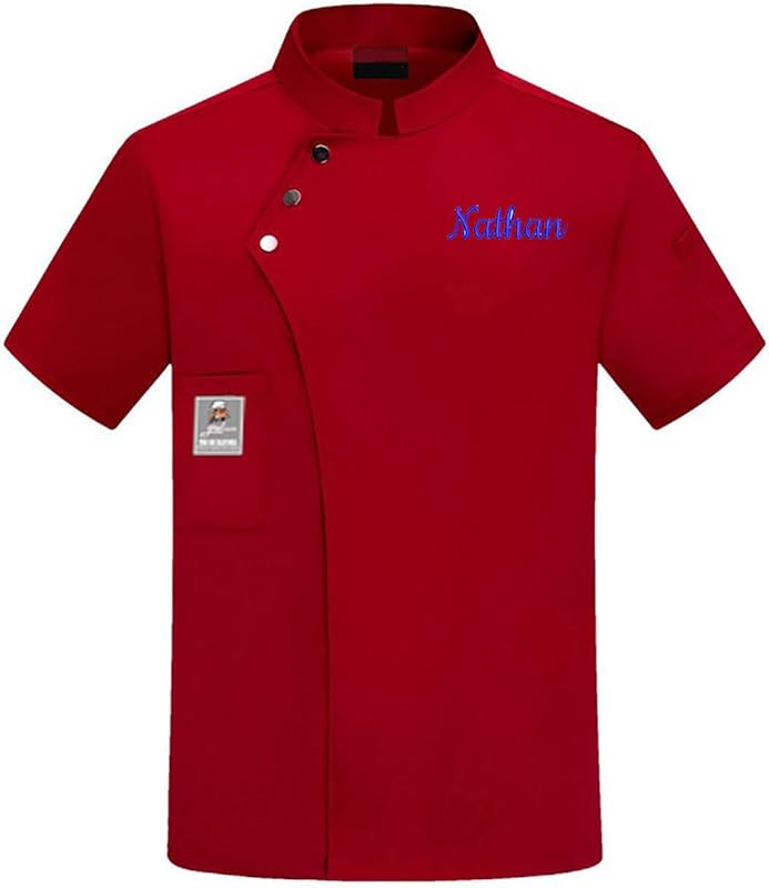 Custom Chef Coat Jacket With Embroidered Name Personalized Men's Short Sleeve Classic Chef Coat With Traditional Buttons