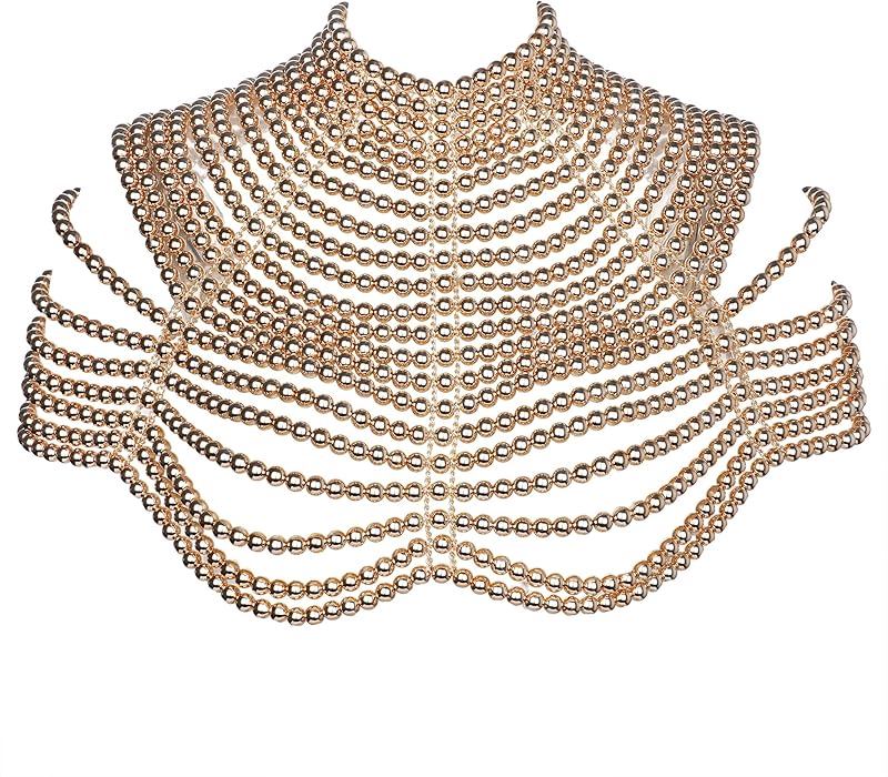 CCbodily Pearl Body Chain Bra - Fashion Shoulder Necklaces Bra Chain Body Jewelry