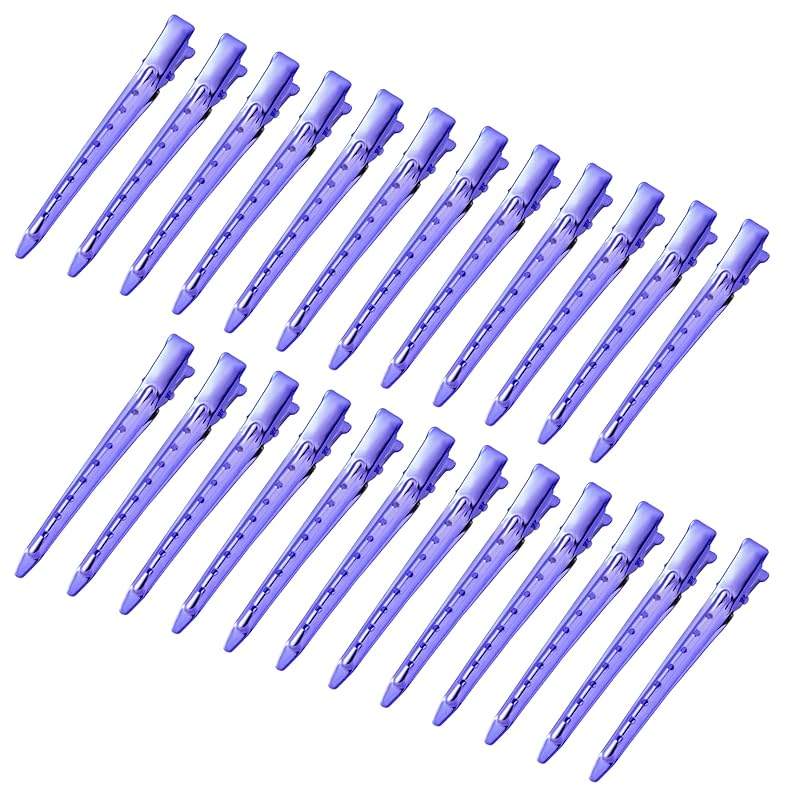 24 Packs Duck Bill Clips, Bantoye 3.5 Inches Rustproof Metal Alligator Curl Clips with Holes for Hair Styling, Hair Coloring, Silver