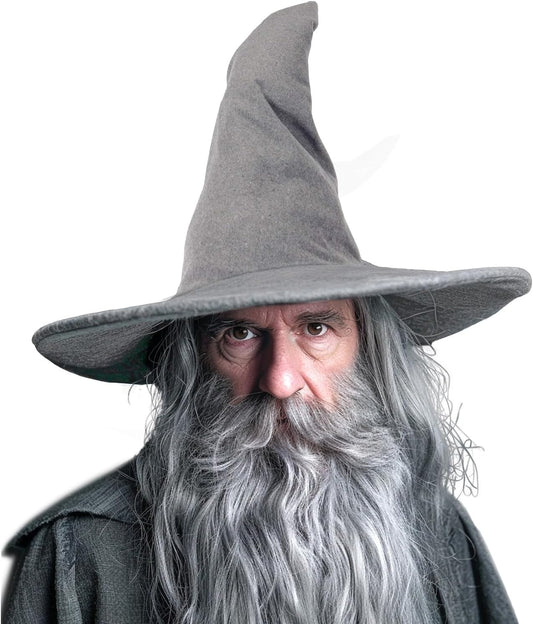 Wizard Hat, 18IN Large Witch Hat for Witch Costume, Funny Cosplay Accessories for Halloween Costume (Gray)